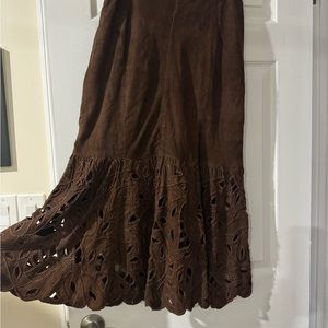 Suede beaded skirt suit